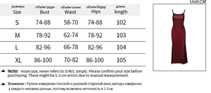 Size chart with measurements in CM for the contrast strap slim fit bodycon maxi dress