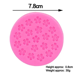 Pink silicone cherry blossom mold for fondant and cake decorating 7.8cm diameter