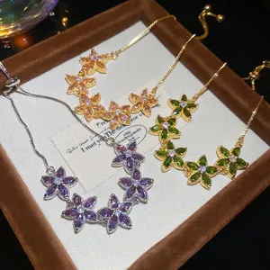 Elegant floral adjustable bracelets with sparkling cubic zirconia in gold and silver finish