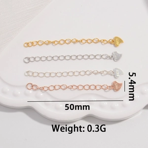 S925 sterling silver extension chains with heart tags in gold silver and rose gold