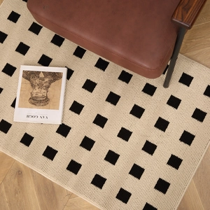 Checkerboard Area Rug Non Slip Entrance Doormat Polypropylene Fiber Decorative Floor Mat For Bedroom Living Room Entryway