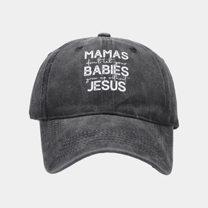 Retro washed charcoal grey baseball cap with Jesus-themed inspirational embroidery