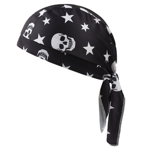 Durag respirant noir à motif tête de mort et étoiles pour le sport et le fitness