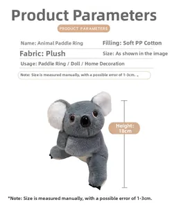 Detail of 18cm plush koala slap bracelet made of soft plush fabric and PP cotton filling