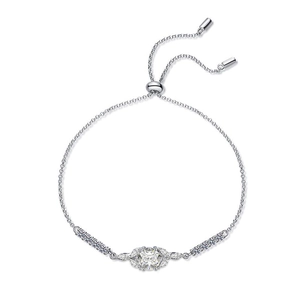 Elegant 925 sterling silver moissanite bracelet with adjustable sliding clasp for women