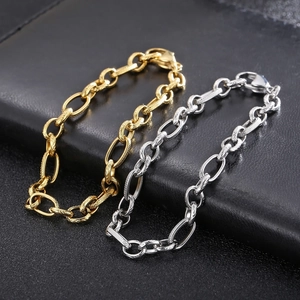 Vintage Stainless Steel Chain Bracelet For Men Women Minimalist Textured Link Geometric Jewelry With Lobster Clasp