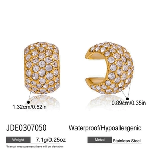 Detailed size specifications for 18K gold plated stainless steel chunky zircon ear clips