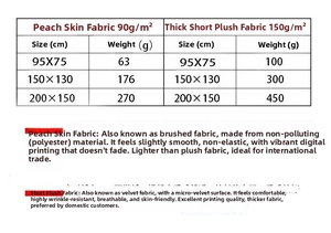 Size guide for pink butterfly tapestry in peach skin and short plush fabric variants