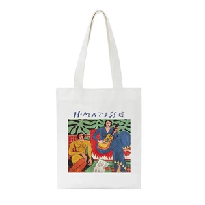 Artistic Oil Painting Canvas Tote Bag Large Capacity Eco Friendly Shoulder Shopping Handbag For Women Student Daily Use