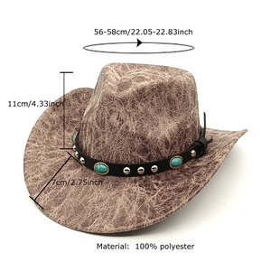 Vintage light brown cowboy hat with turquoise band and turquoise studded details
