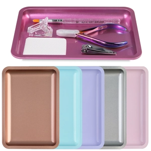 Stainless Steel Storage Tray Metal Nail Art Tools Plate Colorful Jewelry Cosmetic Desktop Organizer Heart Oval Shape
