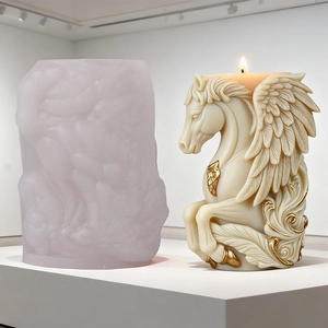 DIY Pegasus silicone candle mold with detailed winged horse aromatherapy plaster design