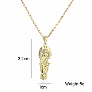 Detailed close-up of religious Virgin Mary pendant with dimensions 3.2cm by 1cm
