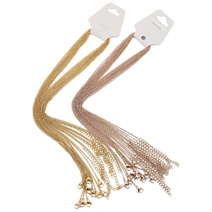 18k gold and rose gold stainless steel O-chain necklace set on white display cards