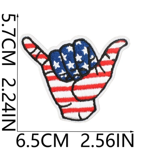 Embroidered USA flag patch with gesture design for Independence Day 4th of July