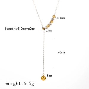 Collier en Y en acier inoxydable avec perles polies et spécifications de dimensions