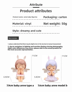Close-up of cute angel doll dimensions and vinyl material details for cake topper decoration