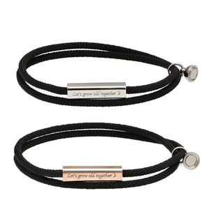 Magnetic stainless steel couple bracelets with Let's grow old together engraving