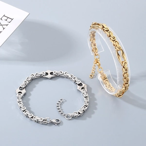 Bracelets byzantins en or et argent avec fermoir mousqueton et design ajustable