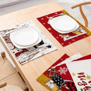 Set de table de Noël en coton et lin avec motif Night pour une déco de table festive