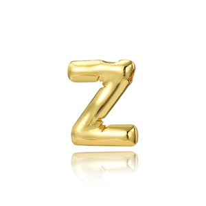 Macro shot of 18K gold plated puffer 3D letter Z pendant with polished finish