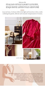 Détail du peignoir en satin rouge montrant la texture soyeuse et la dentelle délicate