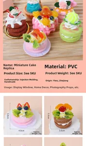 Detailed dimensions of pink waffle cake keychain with PVC fruit and cream textures