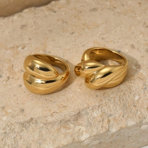 Minimalist gold plated stainless steel rings with sleek streamlined geometric design