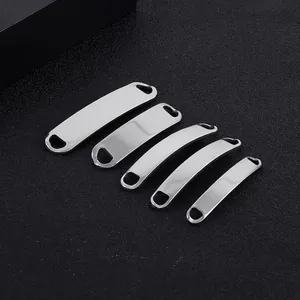 Stainless Steel Curved Bar Connector With Holes Blank Metal Tag For DIY Jewelry Making Bracelet Components Polished