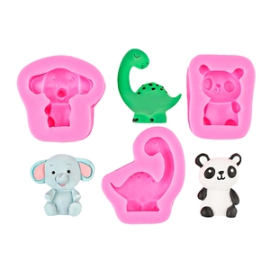 Silicone animal molds for DIY elephant, dinosaur and panda shaped cake toppers or resin crafts