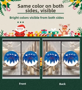 Blue Christmas window sticker with elk pattern showing double-sided color effect