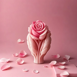 Pink rose flower heart scented candle silicone mold for Valentine DIY gifts