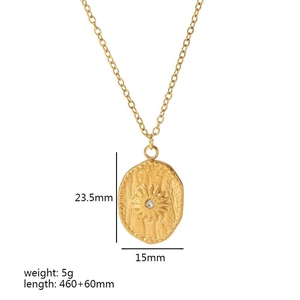 Detailed size parameters of 18K gold stainless steel lava texture evil eye pendant necklace