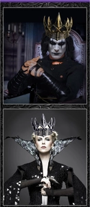 Detail of gothic gold spiked crown and silver tiara for dark vintage cosplay parties