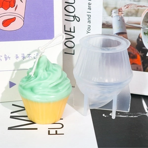 Silicone mold for ice cream candles with finished macaron cupcake wax product