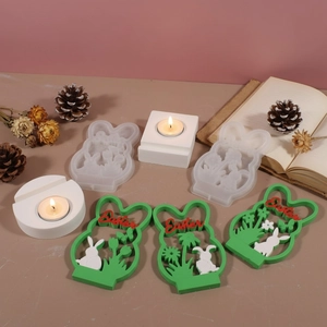 Moules en silicone lapin de Pâques avec motifs floraux pour loisirs créatifs en résine