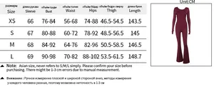 Tableau des tailles pour la combinaison dos nu à manches longues avec mesures du XS au L