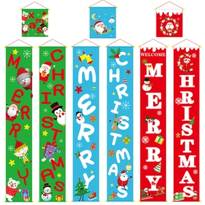 Banner Per Portico Di Natale Tessuto Welcome Merry Christmas Bandiere Sospese Decorazione Murale Esterna Motivi