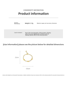 Vue détaillée du bracelet en opale montrant les dimensions et la longueur de 21 cm