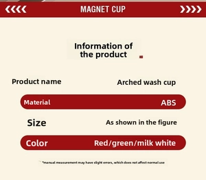 Detailed specifications for ABS plastic arched toothbrushes cups in red, green, and cream