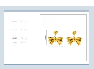 Detailed technical specifications for 18k gold plated stainless steel bow earrings