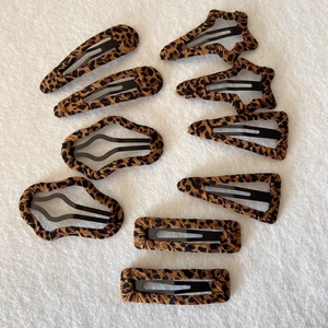 Leopard Print Fabric Wrapped Metal BB Snap Hair Clips Geometric Star Teardrop Square Retro Fashion Hair Accessories For Women Girls