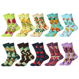 Novelty Fruit Pattern Crew Socks Cotton Blend Breathable Harajuku Style Mid Calf Socks For Women Men