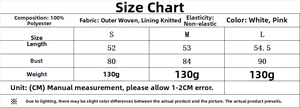 Size chart showing S, M, L dimensions for the sweet bow halter top in 100% polyester
