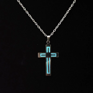 Stainless Steel Cross Pendant Necklace Luminous Glow In The Dark Gothic Punk Jewelry For Men Women