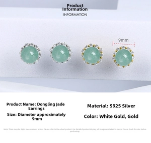 Macro detail of S925 silver stud earrings with green aventurine and zircon crystals