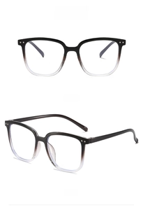 Détails de la monture de lunettes dégradé noir à transparent avec rivets en métal