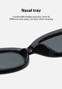 Macro detail of ergonomic black glossy nose pads on sunglasses for pressure-free wear