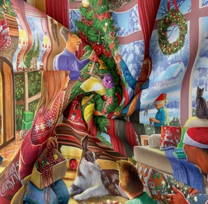 Detail der hochdichten Weihnachtswandteppich-Stoff mit lebhaftem festlichem Innendruck