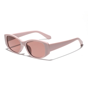 Stylish light pink square frame sunglasses with matching tinted lenses for women